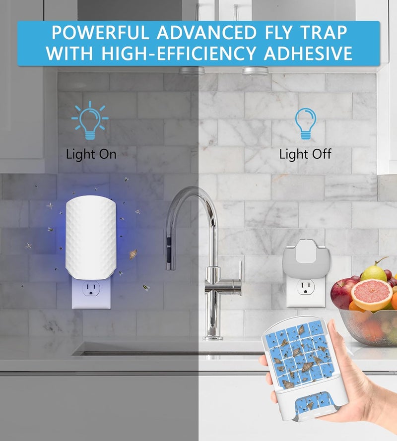 WowCatch 5PCS Refills for Flying Insect Trap N386E, Original Super Sticky Cards, High Efficiently Stick Fruit Flies, Gnats, Moths, and Houseflies (Refill Only) - Image 2